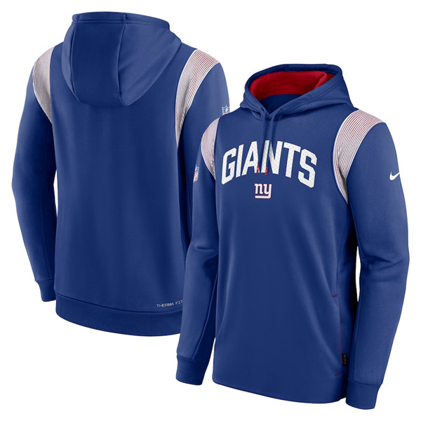 Men's New York Giants Blue Sideline Stack Performance Pullover Hoodie